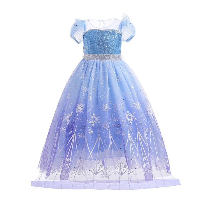 Vestido de juego de rol de Elsa de Disney con luces para niños - Halloween, Carnaval congelado, Vestido de cumpleaños para niñas, Chaleco brillante