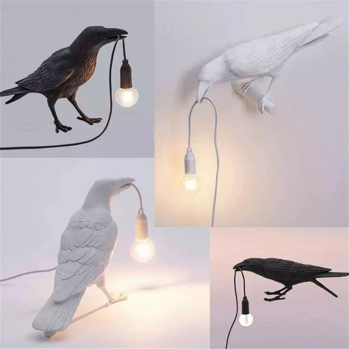 Lámpara de mesa nórdica Lucky Bird - Iluminación creativa de animales de resina para dormitorio y sala de estar