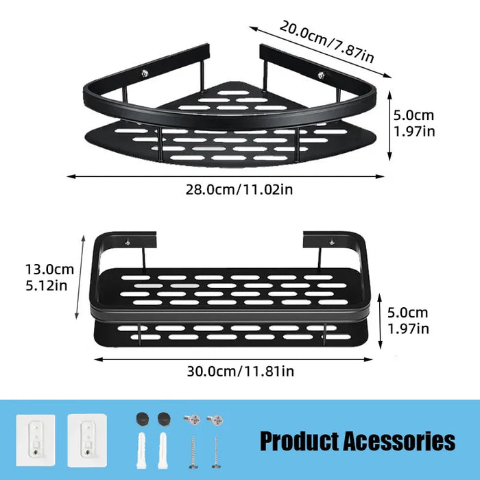 Estante de almacenamiento de maquillaje para baño de aleación de aluminio, estante de ducha sin perforación, accesorios de baño