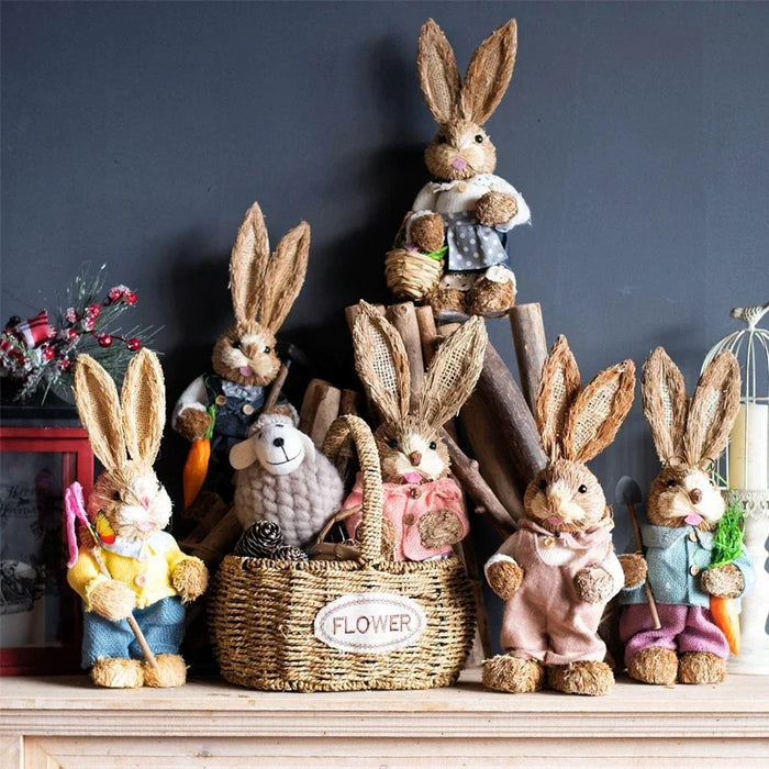 Décorations de lapin en paille mignonnes, pour fête de pâques, maison, jardin, mariage, ornement, accessoires Photo, artisanat, achetez-en 1, obtenez-en 1, nouvelle collection 2024