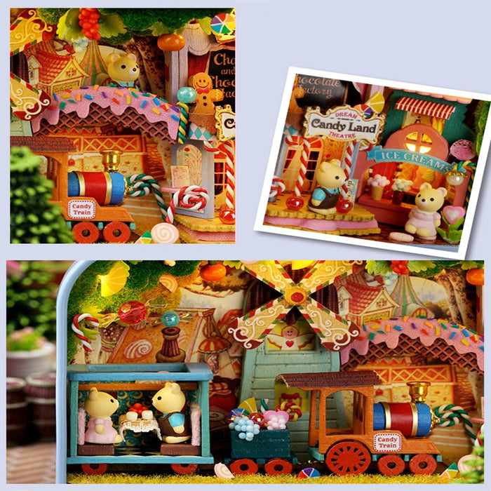 Maison de poupée en bois bricolage-maison Miniature de théâtre de boîte amusante faite à la main, Kit de construction de maison de poupée mignonne, jouets en bois pour les filles