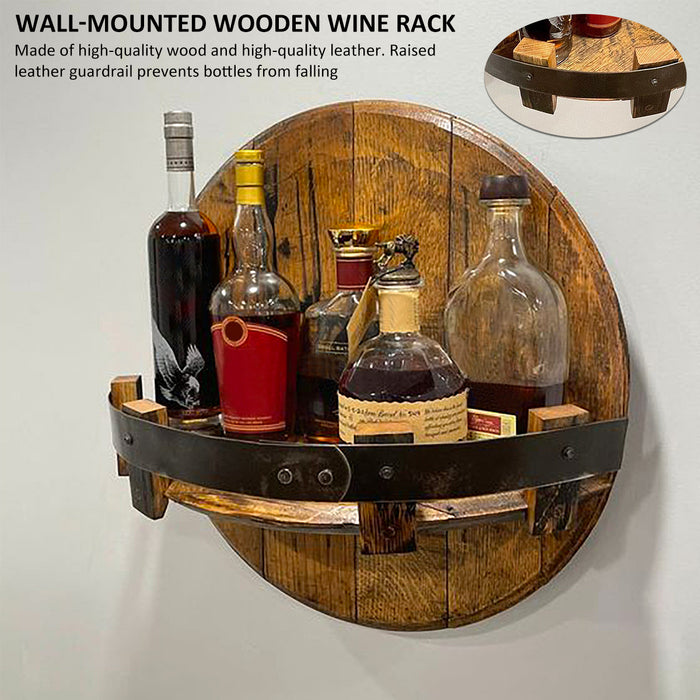 Wall-Mounted Wooden Wine and Whiskey Bottle Rack - Rustic Liquor Shelf for Bourbon - Floating Wooden Display Shelf