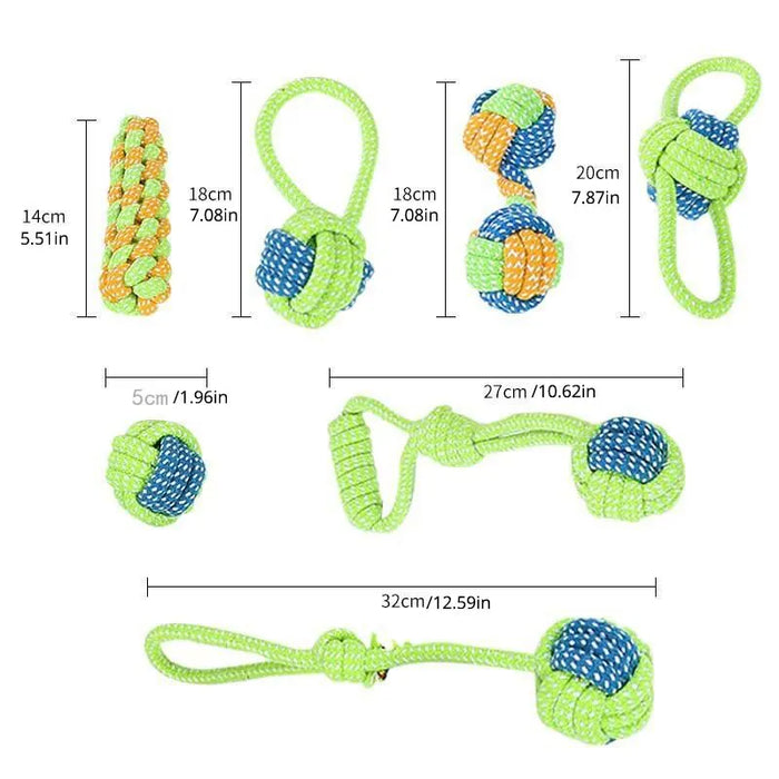 Juego de juguetes para masticar para perros y gatos, paquete de 4/7 cuerdas y nudos duraderos para actividades y cuidado dental