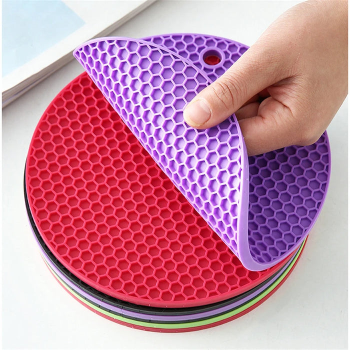 Tapis rond en silicone résistant à la chaleur pour gobelets - Tapis de pot isolant et antidérapant et set de table épais - Accessoires de cuisine