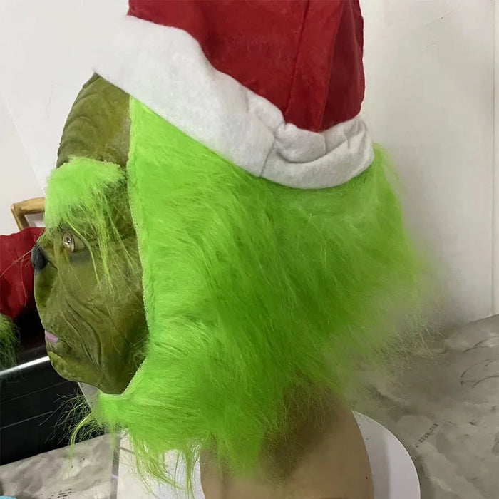 Masque de monstre aux cheveux verts pour mascarade de Noël – Coiffe Grinch pour un cosplay amusant et des soirées de fête