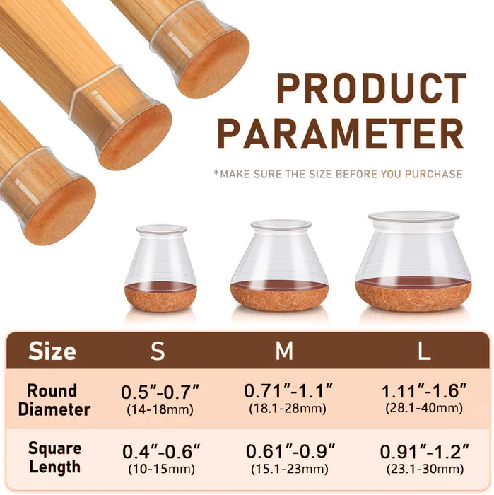 24er-Pack Stuhlbeinschutz – Silikonbezug mit Filzsohle für Holzböden, idealer Möbelschutz