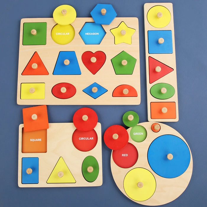 Puzzle en bois de formes géométriques - Touche d'apprentissage 3D pour les tout-petits, 1 pièce