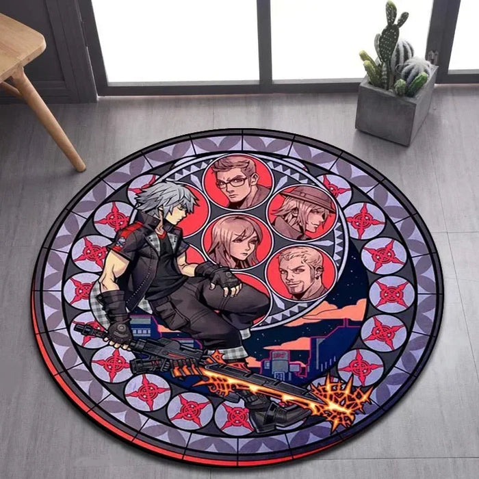 Tapis rond à motif de dessin animé Kingdom Hearts pour la maison, tapis de sol antidérapant pour salon, salle de bain et cuisine