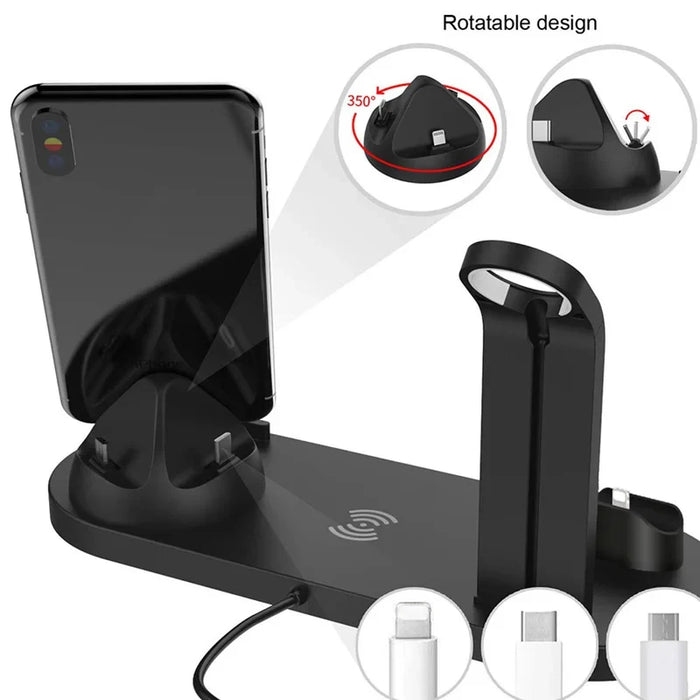 Estación de carga inalámbrica 7 en 1 de 30 W: cargador rápido eficiente para iPhone, Apple Watch, AirPods y múltiples dispositivos