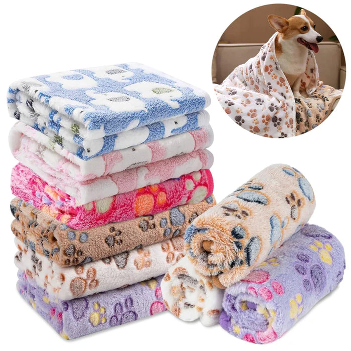 Cozy Dog Bed Carpet Blanket with Cute Elephant/Paw Pattern - Comfortable Travel Mat for Cats and Dogs