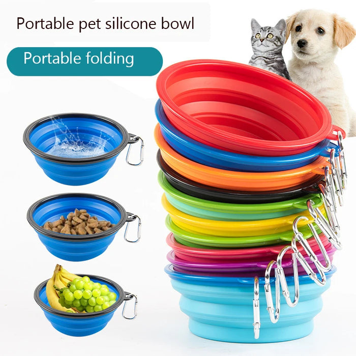 Gamelle pliable en silicone pour chien pour une utilisation en extérieur – portable et légère pour la randonnée et l'aventure.