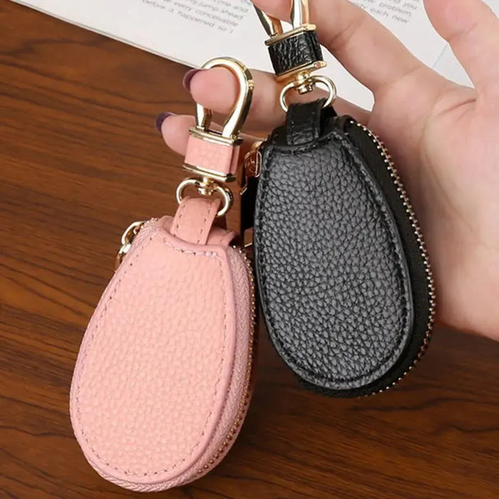 Cartera de cuero multifuncional para llaves con cremallera - Elegante estuche para llaves y mini billetera, 1 pieza