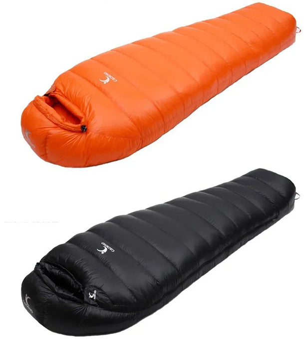 Sac de couchage d'hiver en duvet d'oie pour usage extérieur - Portable et compressible pour le camping et le trekking