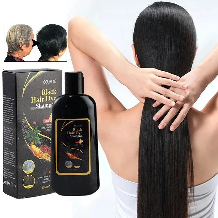 100ml Natural Herbal Hair Color Shampoo 3-in-1 for Gray Hair - Dark Brown and Black Shades for Men and Women - Coverage 2024