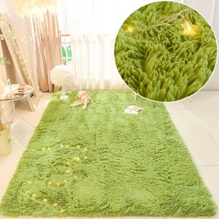 Tapis Luden vert doux pour le salon - Grand tapis pour enfants au design élégant pour chambre d'enfant et chambre à coucher