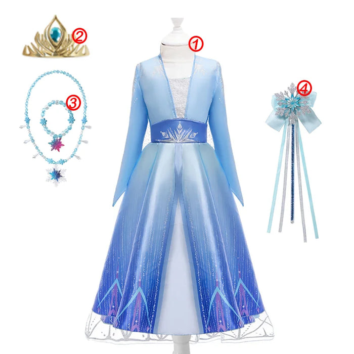 Disney Frozen Vestido para Niña - Vestido de Princesa con Lentejuelas y Red para Carnaval Cosplay de Blancanieves Reina Elsa y Anna