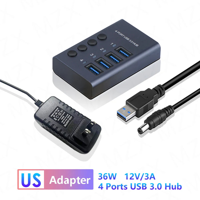 MZX 10 7 4 Port USB Hub 3.0 Aluminum A 3 0 Multi-hub Splitter Concentrator Dock Multiple Extensor Switch Adapter Docking Station