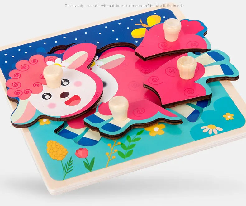 Puzzles en bois Montessori pour les tout-petits – Jouets animaux d'apprentissage pour 1 à 3 ans