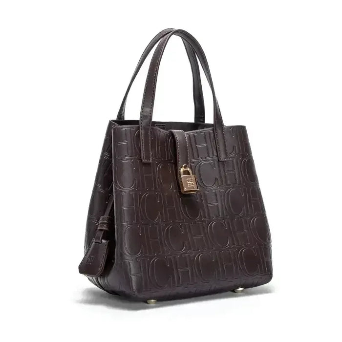 CH Stylish Large Tote Bag with Embossed Design and Letter Print for Women - Versatile Shoulder and Crossbody Bag