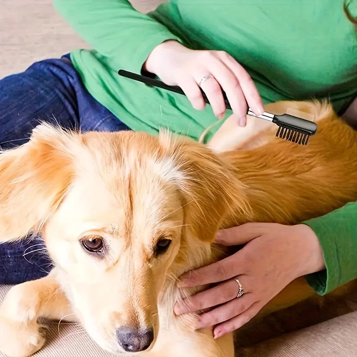 Brosse pour les yeux de chat et de chien pour éliminer les taches de larmes - Peigne double face pour nettoyer les yeux et éliminer le mucus.