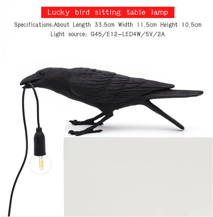 Lámpara de mesa nórdica Lucky Bird - Iluminación creativa de animales de resina para dormitorio y sala de estar