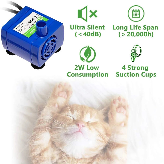 Pompe à eau lumière LED pour bol d'eau pour chat, moteur de remplacement pour fleurs et fontaines à eau pour chat, fournitures pour animaux de compagnie