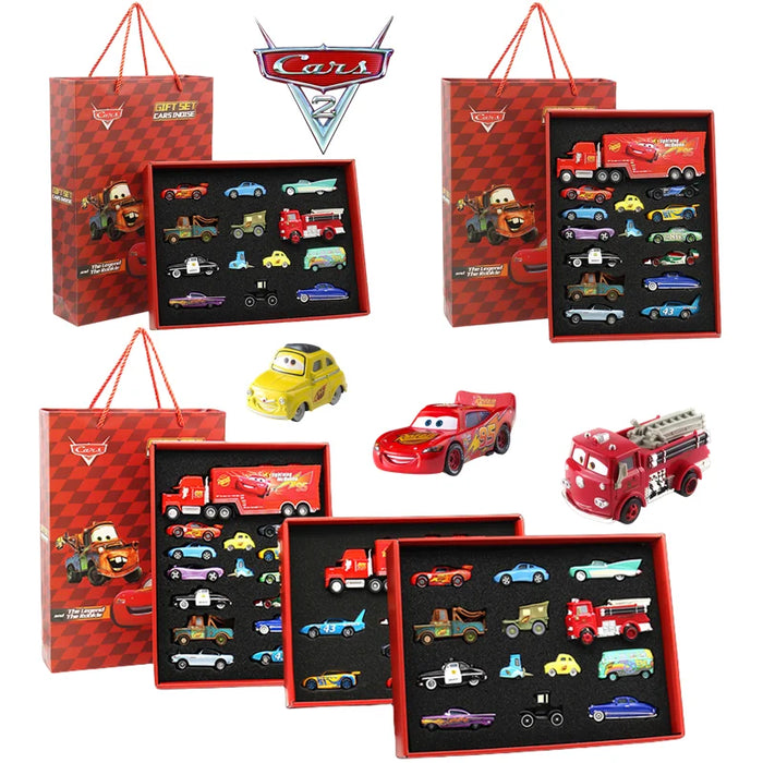 Disney Pixar Cars 3 Metalldruckguss Lightning McQueen und Mater Master Automodell-Spielzeugset mit Jackson und Uncle Truck – Geburtstagsgeschenk für Kinder