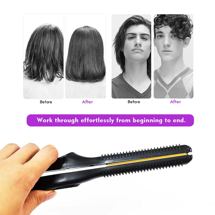 Peinador y rizador de cabello 2 en 1 de cerámica: plancha profesional para cabello corto y barba, tanto para mujeres como para hombres