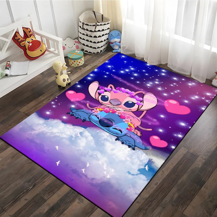 Grands tapis de dessin animé Disney Fashion Stitch, impression 3D, pour la maison, le salon, la chambre d'enfants, le canapé et le sol