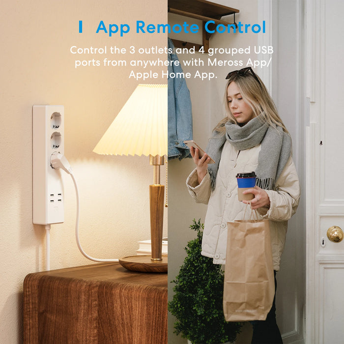 Meross HomeKit Smart Plug strip avec WiFi et protection contre les surtensions UE/Royaume-Uni, prise en charge de Siri, Alexa, Google Assistant et SmartThings