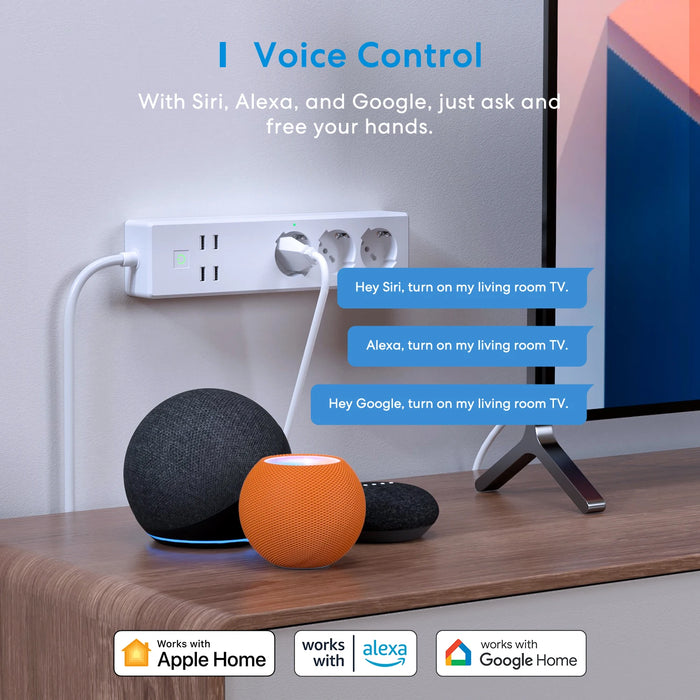 Meross HomeKit Smart Plug strip avec WiFi et protection contre les surtensions UE/Royaume-Uni, prise en charge de Siri, Alexa, Google Assistant et SmartThings