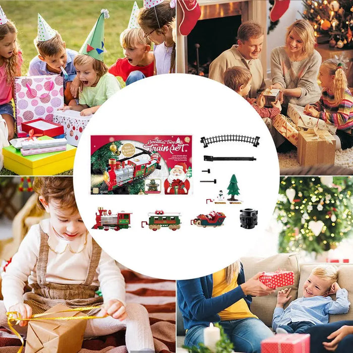 Train de Noël électrique pour décoration de sapin de Noël avec rails et wagons, cadeau de Noël et décoration pour le sapin de Noël