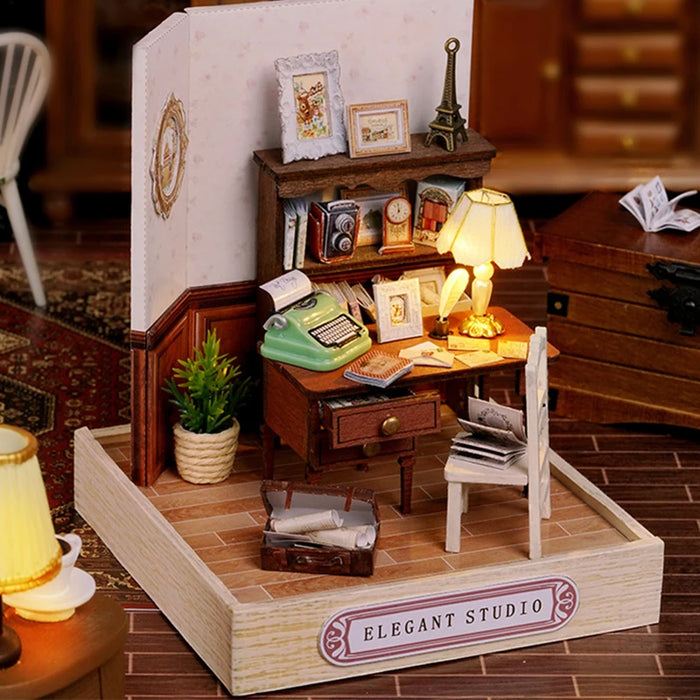 Casa de muñecas en miniatura de madera, Kit de casa pequeña DIY, rompecabezas 3D, juego de construcción, muebles, juguete, regalos de cumpleaños para niños