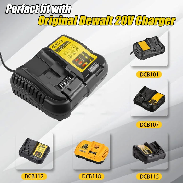 Chargeur de batterie Li-ion DCB112 pour Batteries Lithium-Ion Dewalt 12V 18V 20V/60V MAX DCB200 DCB205 DCB120 DCB609 DCB606 Contact US/EU