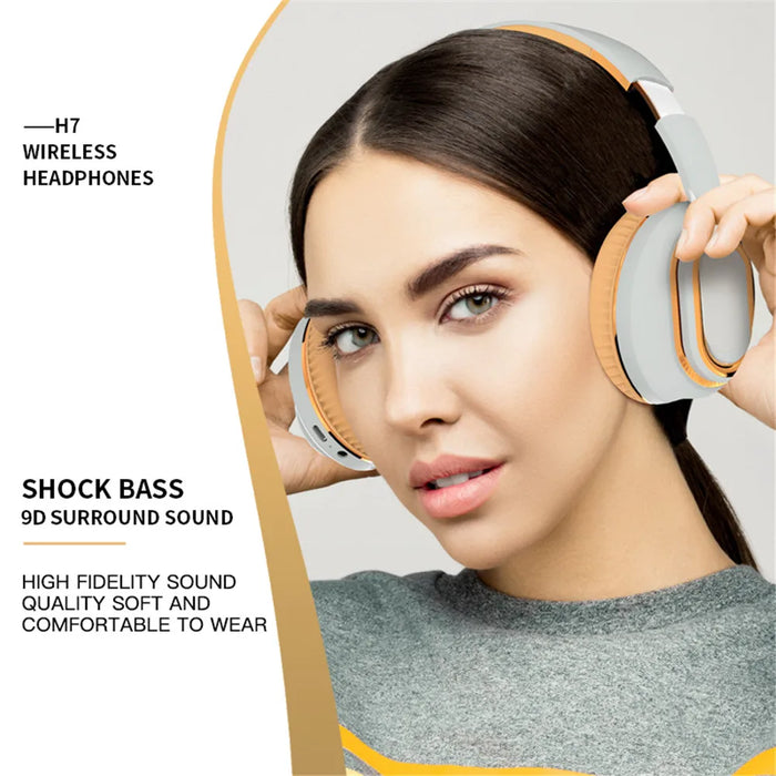 H7 Kabellose Kopfhörer Bluetooth mit tiefem Bass und Hifi-Sound – faltbares Over-Ear-Headset mit Mikrofon für Musikliebhaber und Sport