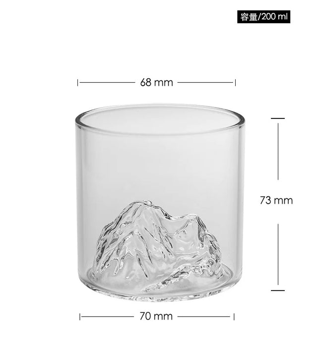 Verre à whisky de montagne 3D japonais au design glacier – Verre à whisky et vodka à l'ancienne dans une boîte en bois