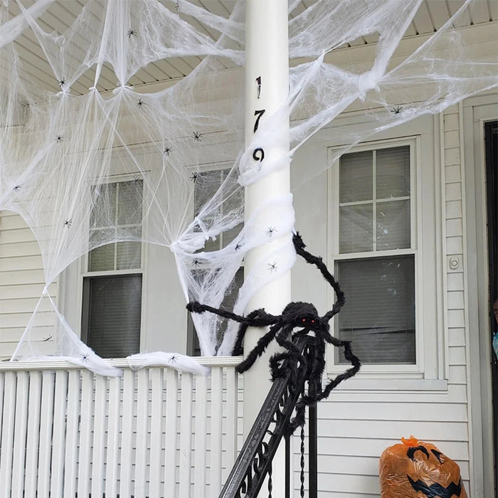 Decoraciones aterradoras de Halloween: telaraña artificial para fiestas y escenas de casas encantadas