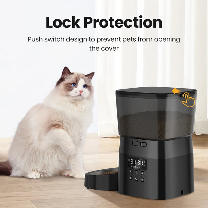 ROJECO Distributeur Automatique de Nourriture pour Chats 2L - Distributeur de Nourriture Fraîche Intelligent avec Bol en Inox pour Chiens et Chats