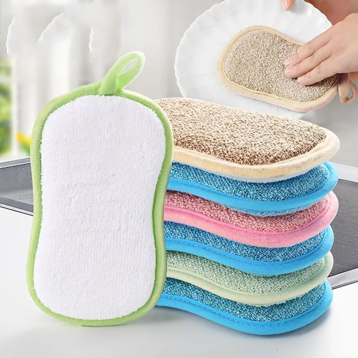 Paquet de 5 éponges à récurer en microfibre double face – Outils de nettoyage super absorbants pour cuisines et salles de bains