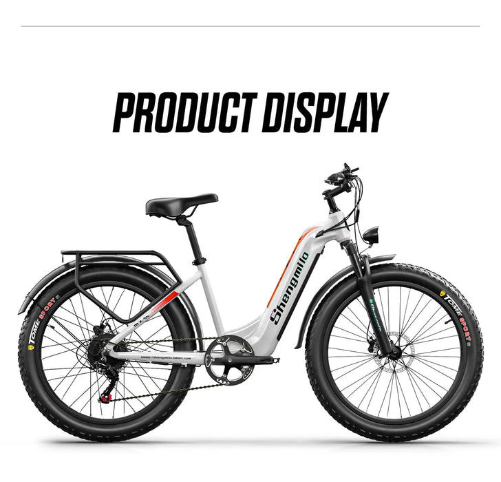 Bicicleta eléctrica de montaña Shengmilo MX06 de 26 pulgadas con motor de 1000W Fatbike 48V 17,5Ah para bicicleta urbana para adultos