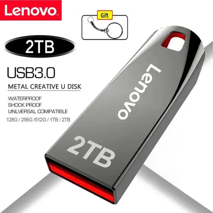 Clé USB Lenovo 3.0 en métal haute vitesse, 2 To/1 To/512 Go/128 Go, pour PC/ordinateur portable/PS4