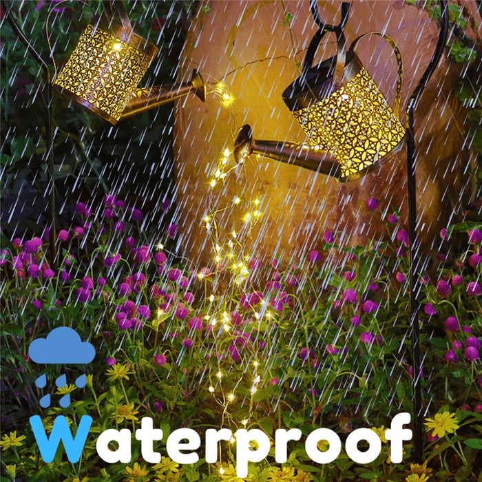 Lámpara LED Solar para decoración de agua con rociador para uso en exteriores, jarra colgante con iluminación impermeable para jardín y villa