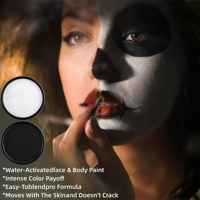 30 g Körperfarbe auf Wasserbasis – Schwarz und Weiß für Halloween und festliches Make-up