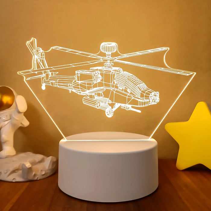 3D Bulldozer and Excavator Night Lamp - LED Lighting for Kids Room, Decorative Gift for Children