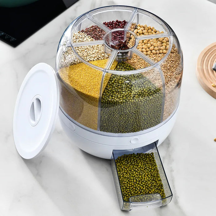 Rotating Sealed Container for Dry Goods - Moisture Resistant Dispenser for the Kitchen