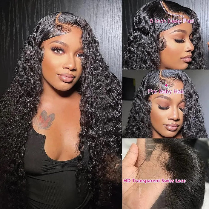 Perruque Lace Wig HD 13x6, cheveux humains bouclés, préparés, 30 à 40 pouces, perruques frontales amples et profondes ondulées pour femmes