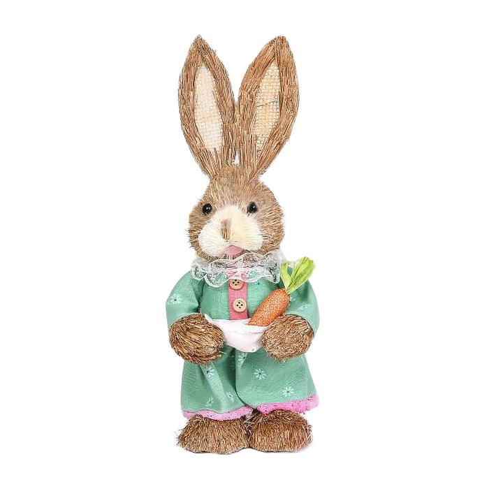 Décoration de Pâques 2024 - Lapin houblonné créatif dans un sac en paille pour la maison et le jardin