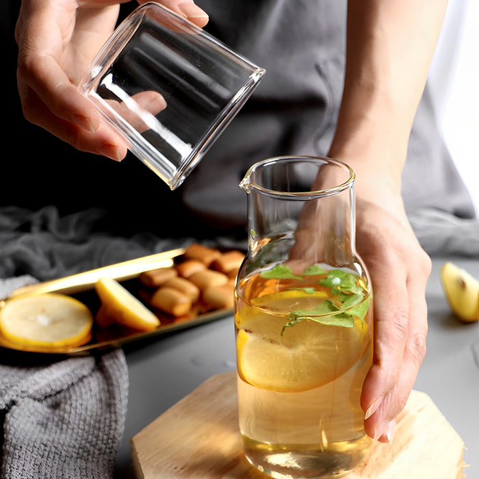 Ensemble de bouteilles d'eau en verre 550ML/600ML, avec carafe à eau en verre et dessous de verre pour le lait, les boissons et le thé