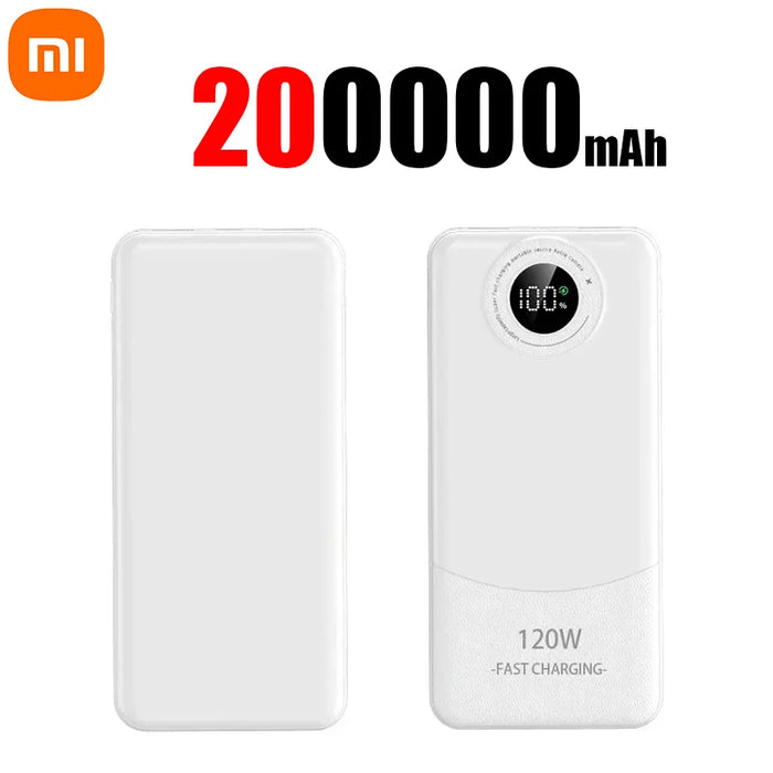 Xiaomi 200000 mAh Powerbank mit hoher Kapazität, 120 W, superschnelles Aufladen, intelligente Digitalanzeige, Powerbank für iPhone, Xiaomi, Samsung