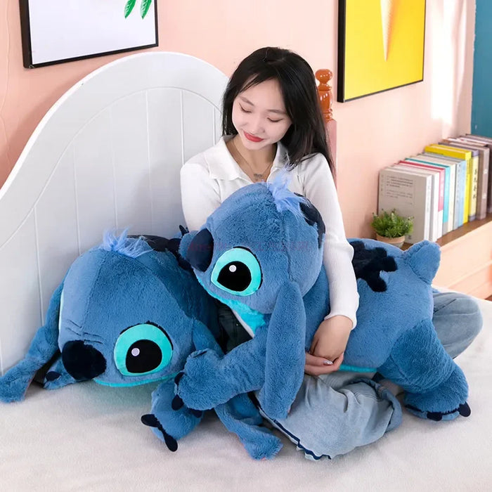 Disney 45/60/80cm Stitch Animal relleno Lilo & Stitch muñeca de hielo suave almohada suave soporte propenso azul oscuro/claro Linda Idea de regalo